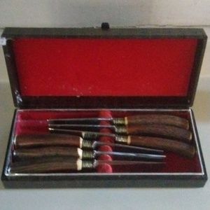 Germany Franz Gude Solinger genuine Stag Handle stake knives set of 6